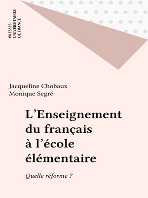 cover image of L'Enseignement du français à l'école élémentaire
